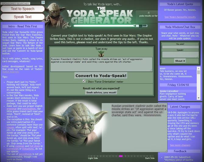 Yoda-Speak Generator