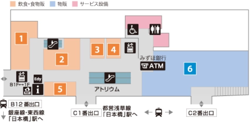 コレド日本橋の地下1階マップ