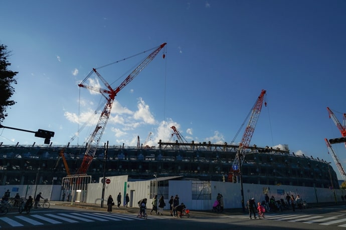 オリンピックスタジアム(新国立競技場)の建設中の様子